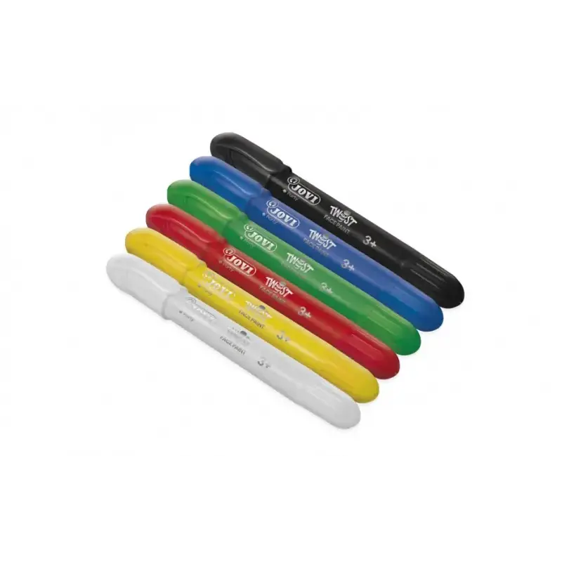 Jovi Twist Pack de 6 Stick Pintura de Cara - Base Agua - Gran Cobertura - Seca Rapido - Facil de Retirar - Hipoalergenico - Colo