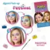 Alpino Fiesta Festival Pack de 4 Botes de Maquillaje Liquido de Diferentes Colores + Pincel + Guia de Ideas - Se Lava con Agua -