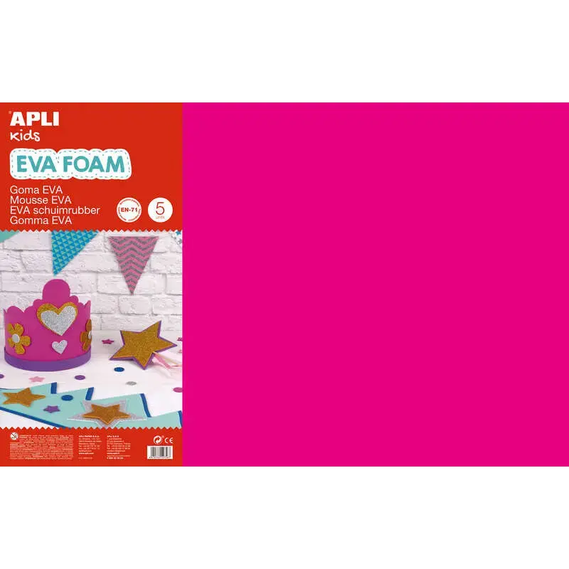 Apli Goma Eva Fucsia 600x400 - 5 Hojas de Tamaño Grande y Flexible | Ahorro Imprimiendo