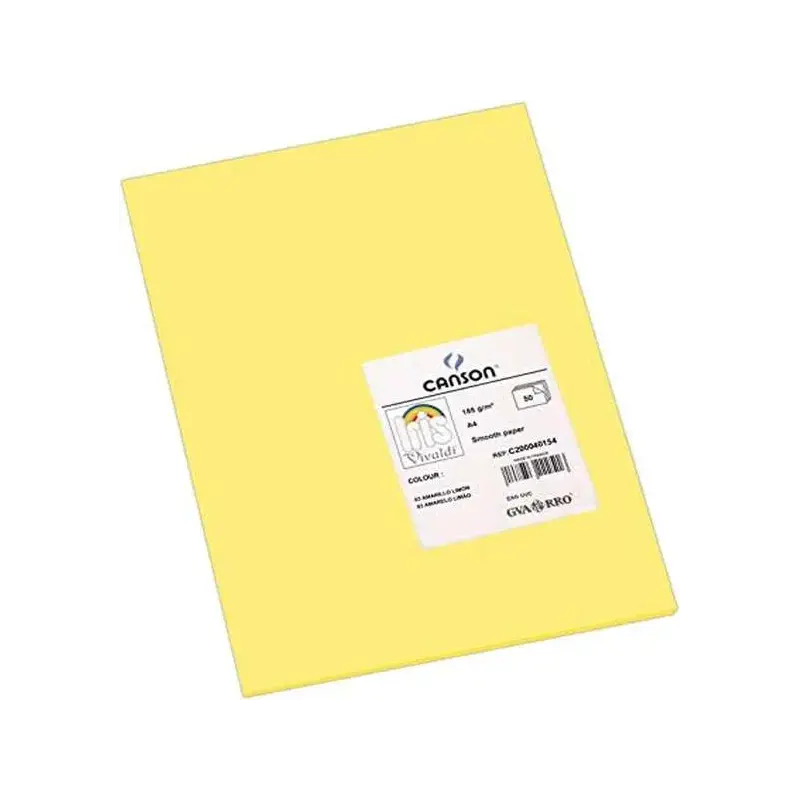 Canson Guarro Pack de 50 Cartulinas Iris A4 de 185g - 21x29.7cm - Color Amarillo Limon | Ahorro Imprimiendo