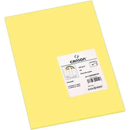 Canson Guarro Pack de 50 Cartulinas Iris A4 de 185g - 21x29.7cm - Color Amarillo Limon | Ahorro Imprimiendo