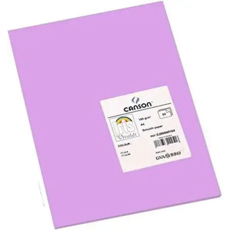 Canson Guarro Pack de 50 Cartulinas Iris A4 de 185g - 21x29.7cm - Color Lila | Ahorro Imprimiendo