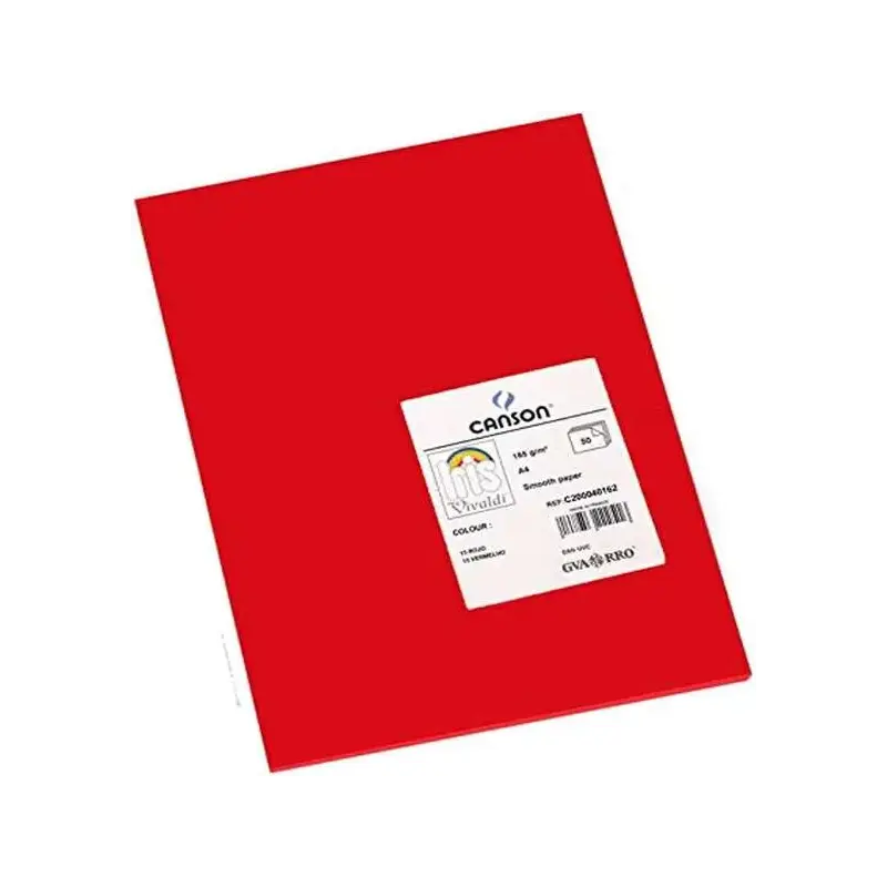 Canson Guarro Pack de 50 Cartulinas Iris A4 de 185g - 21x29.7cm - Color Rojo | Ahorro Imprimiendo