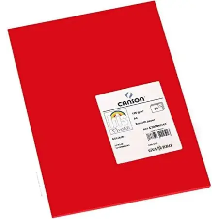 Canson Guarro Pack de 50 Cartulinas Iris A4 de 185g - 21x29.7cm - Color Rojo | Ahorro Imprimiendo