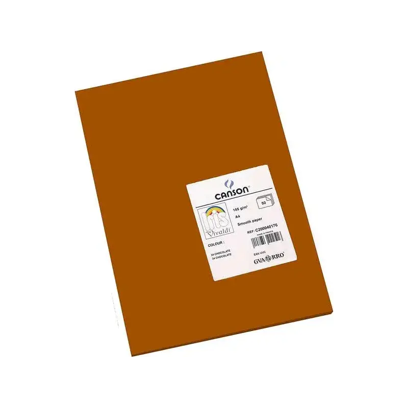 Canson Guarro Pack de 50 Cartulinas Iris A4 de 185g - 21x29.7cm - Color Chocolate | Ahorro Imprimiendo