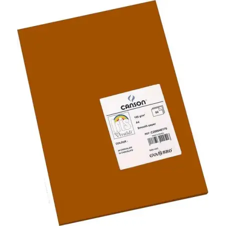 Canson Guarro Pack de 50 Cartulinas Iris A4 de 185g - 21x29.7cm - Color Chocolate | Ahorro Imprimiendo