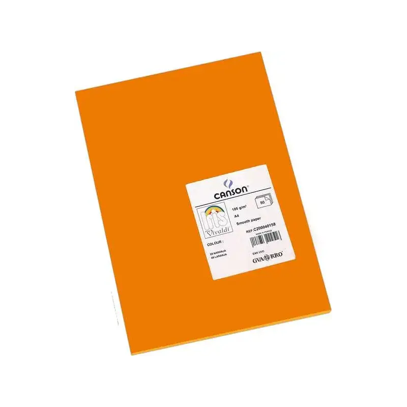 Canson Guarro Pack de 50 Cartulinas Iris A4 de 185g - 21x29.7cm - Color Naranja | Ahorro Imprimiendo