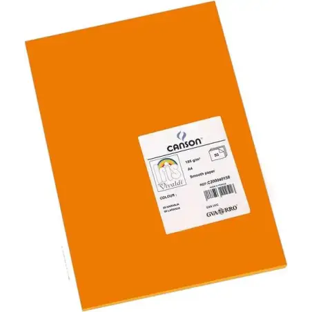 Canson Guarro Pack de 50 Cartulinas Iris A4 de 185g - 21x29.7cm - Color Naranja | Ahorro Imprimiendo
