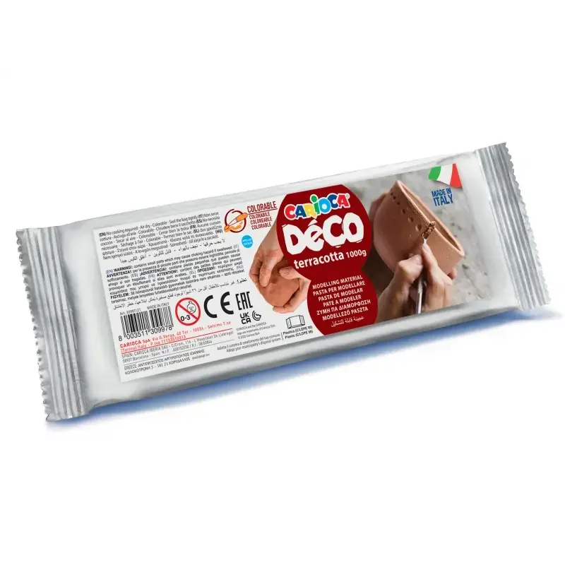 Carioca Pasta de Modelar Terracota 1000gr - Apta para Todas las Tecnicas de Modelaje - Endurece al Aire sin Coccion - Facil de A