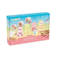 Jovi Kawaii Air Dry Kit con Pasta Endurecible 500gr + 4 Plantillas + Pinturas + Complementos - Facil de Moldear - Colores Surtid