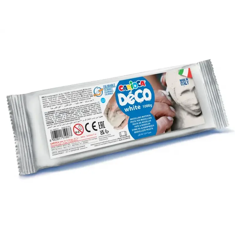 Carioca Pasta de Modelar 1000gr - Apta para Todas las Tecnicas de Modelaje - Endurece al Aire sin Coccion - Facil de Alisar - Co