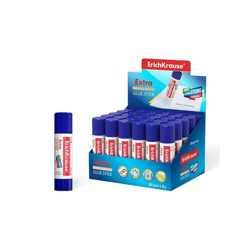 Erichkrause Pegamento en Barra Extra 8gr - Formula Super Fuerte - Consumo Economico - Adhesion Rapida y Fiable - Facil de Lavar