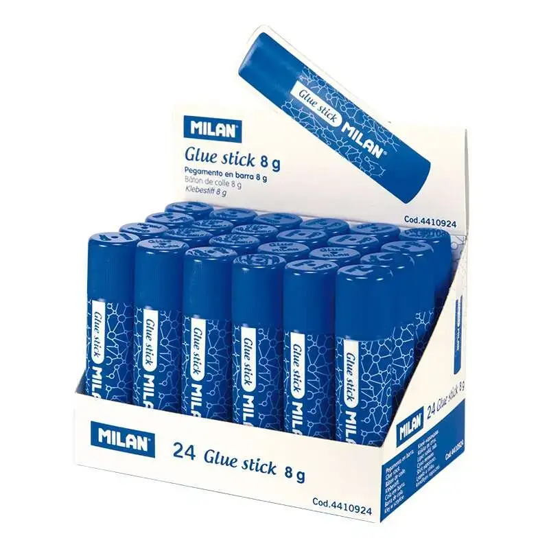 Milan Barra de Pegamento Pequeño - Cantidad 8gr - Sin Disolventes - Secado Rapido - Uso Escolar | Ahorro Imprimiendo