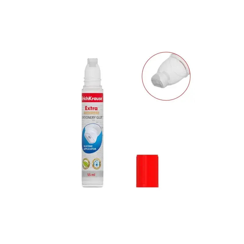 Erichkrause Extra Pegamento Liquido 55ml - Con aplicador de Silicona Suave - Alta Capacidad Adhesiva - No Toxico - Resistente al