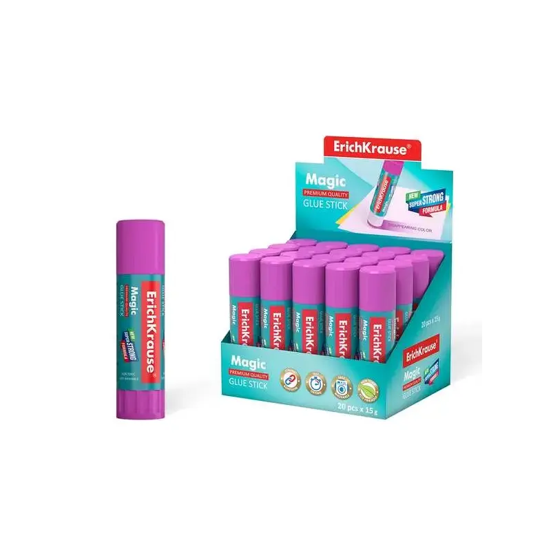 Erichkrause Magic - Pegamento en Barra Super Fuerte - Adhesion Rapida y Fiable - Color Gradualmente Desaparece - No Toxico - Res