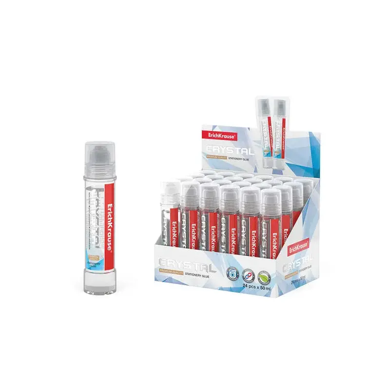 Erichkrause Crystal - Pegamento de Oficina de Alta Transparencia - Aplicador de Silicona Suave - No Toxico - Resistente al Frio