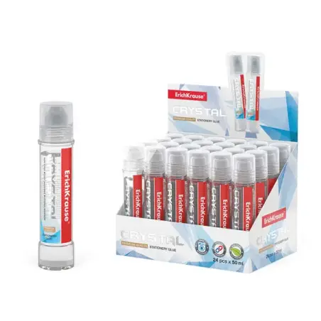 Erichkrause Crystal - Pegamento de Oficina de Alta Transparencia - Aplicador de Silicona Suave - No Toxico - Resistente al Frio