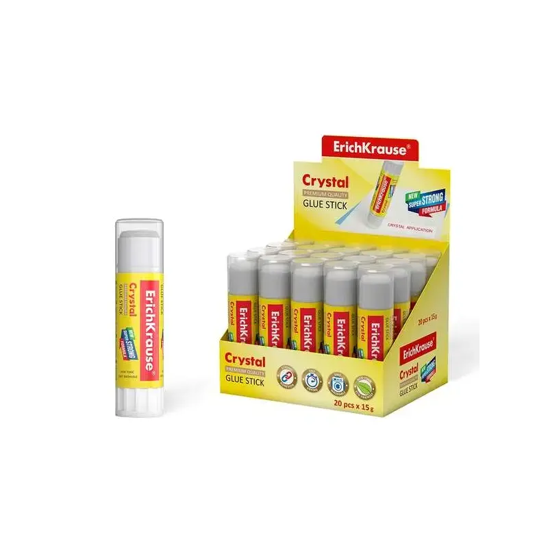 Erichkrause Crystal Pegamento en Barra Super Fuerte 15gr - Consumo Economico - Adhesion Rapida y Fiable - Color Transparente | A