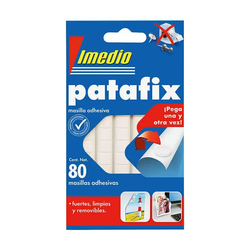 Imedio Patafix Masilla Adhesiva Blanca - Fuertes, Limpias y Removibles - 80 Piezas | Ahorro Imprimiendo