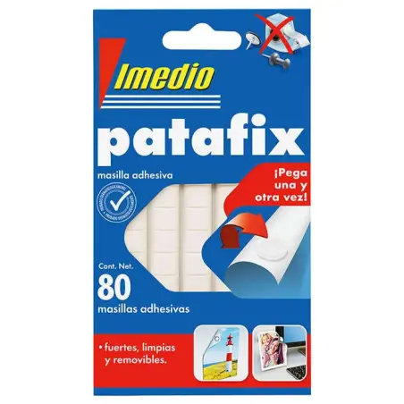 Imedio Patafix Masilla Adhesiva Blanca - Fuertes, Limpias y Removibles - 80 Piezas | Ahorro Imprimiendo
