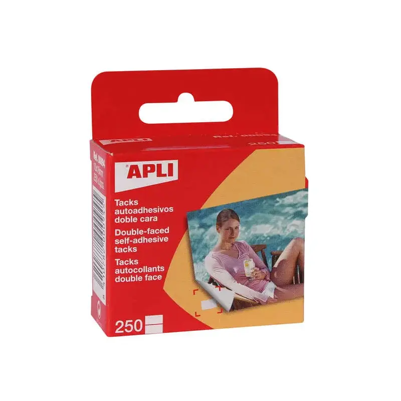 Apli Pack de 250 Tacks Autoadhesivos Doble Cara 10x16mm - Ideal para Fotos, Scrapbooking y Manualidades - Libre de Acidos - Tran