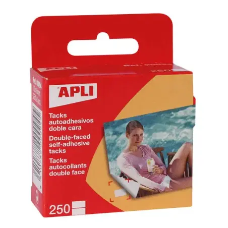 Apli Pack de 250 Tacks Autoadhesivos Doble Cara 10x16mm - Ideal para Fotos, Scrapbooking y Manualidades - Libre de Acidos - Tran