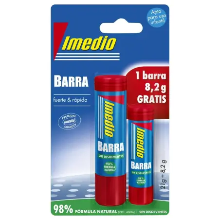 Imedio Pack de 2 Barras de Pegamento 1x 21grs + 1x 8.2grs - Sin Disolventes - Lavable - Apto para Uso Escolar | Ahorro Imprimien