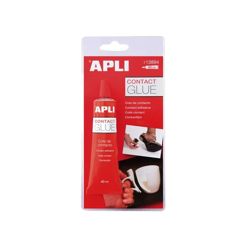 Apli Tubo de Pegamento Contacto 40ml - Secado Rapido - Resistente al Agua y al Calor - Transparente | Ahorro Imprimiendo