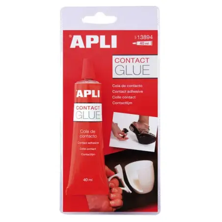 Apli Tubo de Pegamento Contacto 40ml - Secado Rapido - Resistente al Agua y al Calor - Transparente | Ahorro Imprimiendo