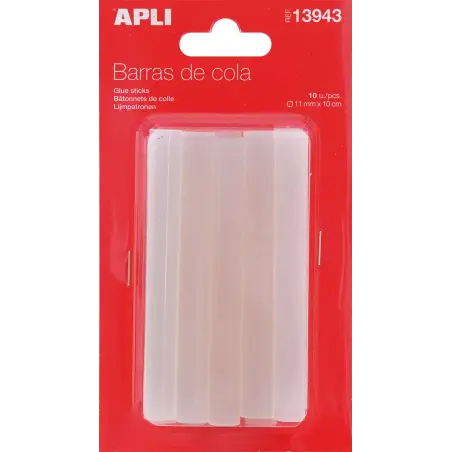 Apli Pack de 10 Barras de Adhesivo Termofusible Ø11mmx10cm - Compatible con Pistolas Ø11mm - Precision y Limpieza | Ahorro Impri