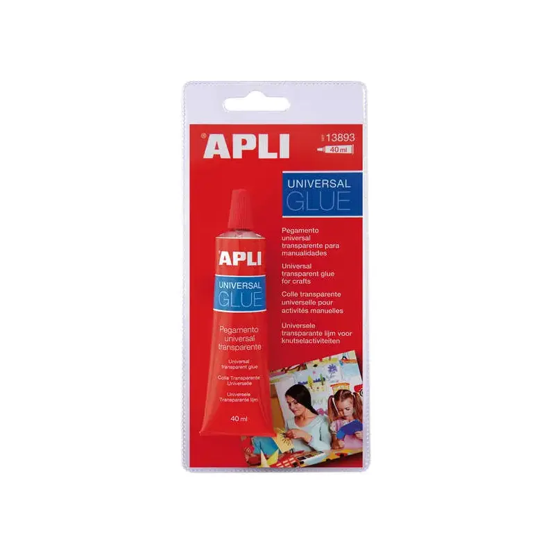 Apli Tubo de Pegamento Universal 40ml - Secado Rapido - Resistente al Agua - Transparente | Ahorro Imprimiendo