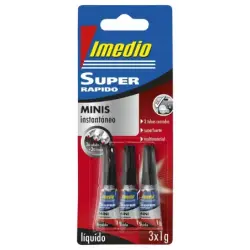 Imedio Super Rapido Pack de 3 Tubos de Pegamento Instantaneo 1gr - Transparente - Multimaterial | Ahorro Imprimiendo