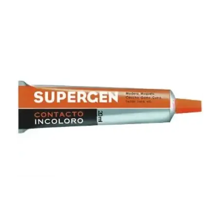 Supergen Contacto Pegamento Incoloro 20ml - Secado Rapido - No Contiene Tolueno - Resistencia al Envejecimiento y a los Rayos UV