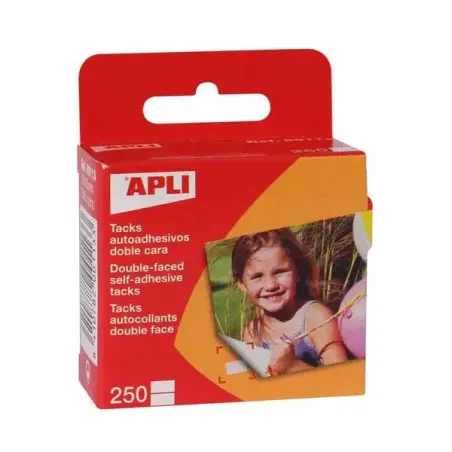 Apli Pack de 250 Tacks Autoadhesivos Doble Cara 12x16mm - Ideal para Fotos, Scrapbooking y Manualidades - Libre de Acidos | Ahor