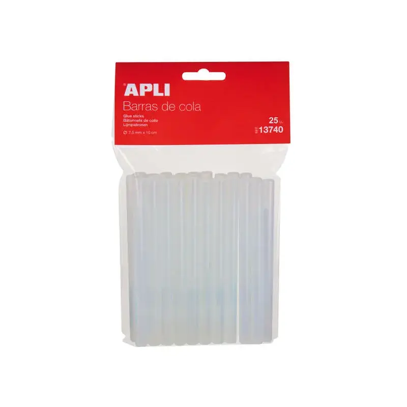 Apli Pack de 25 Barras Termofusibles Ø7.5mmx10cm - Precision y Limpieza en tus Trabajos - No Gotea - Compatible con Pistolas Ø7.