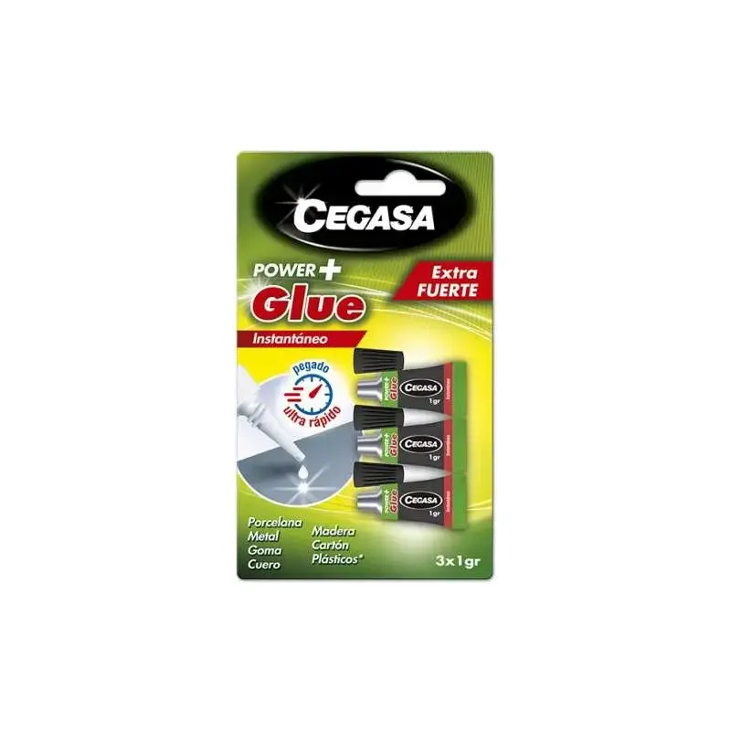 Cegasa Power Glue Pack de 3 Pegamentos Instantaneos 1gr - Color Transparente | Ahorro Imprimiendo