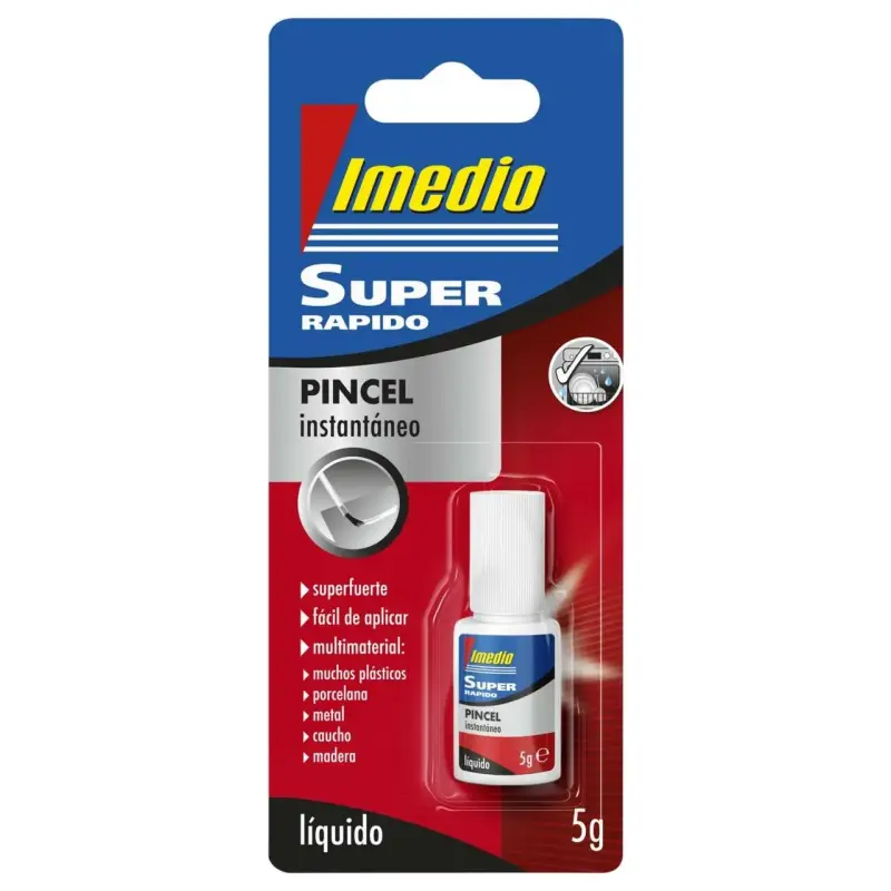 Imedio Super Rapido Bote de Pegamento Instantaneo con Pincel 5gr - Transparente - Multimaterial | Ahorro Imprimiendo