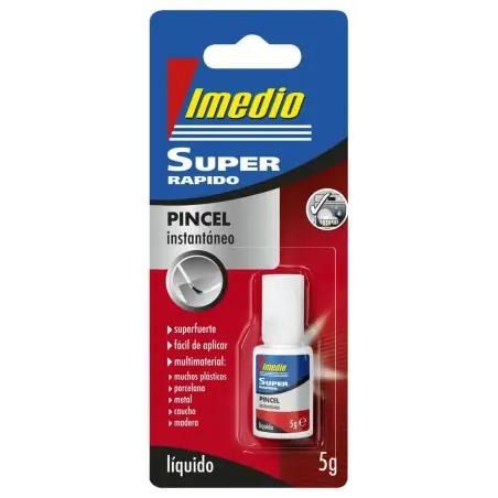 Imedio Super Rapido Bote de Pegamento Instantaneo con Pincel 5gr - Transparente - Multimaterial | Ahorro Imprimiendo
