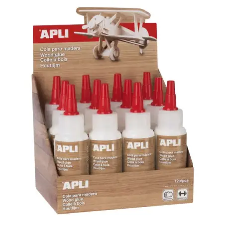 Apli Bote de Cola para Madera 80ml - Aplicador de Precision Incluido - Gran Poder de Adhesion - Transparente al Secar - Sin Diso