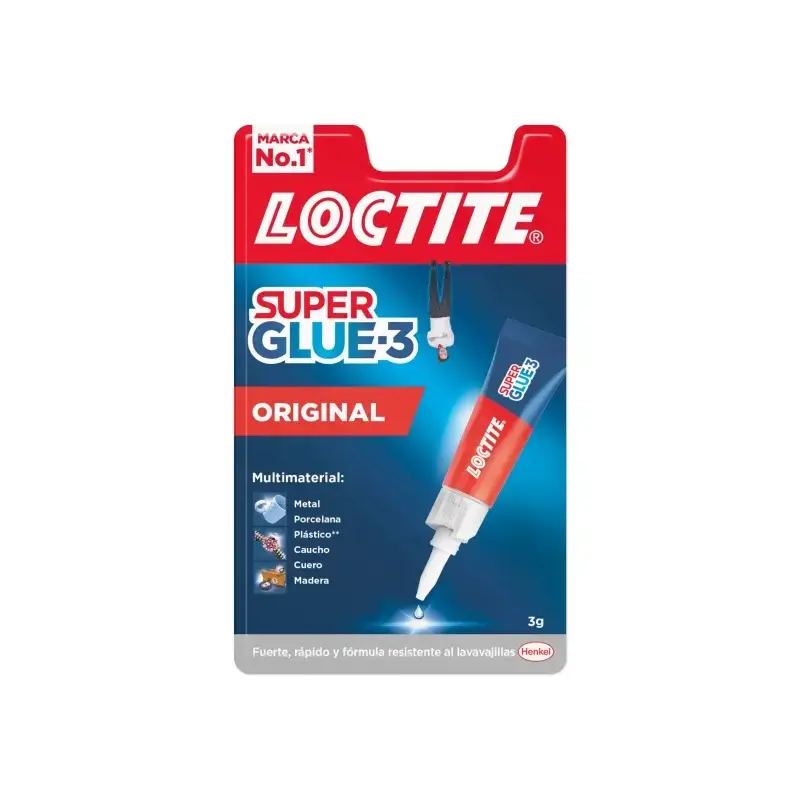 Loctite Super Glue-3 Original Pegamento Transparente Instantaneo 3gr - Formula Triple Resistencia - Secado en 3 Segundos - Tapon