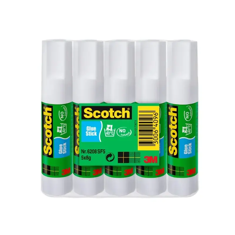Scotch Pack de 5 Pegamentos en Barra Adhesivo Solido - 8gr por Unidad - Color Transparente | Ahorro Imprimiendo