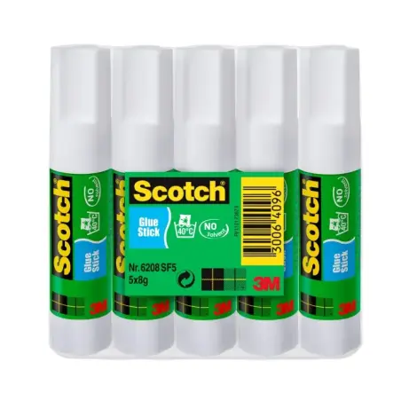 Scotch Pack de 5 Pegamentos en Barra Adhesivo Solido - 8gr por Unidad - Color Transparente | Ahorro Imprimiendo