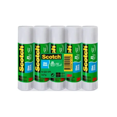 Scotch Pack de 5 Pegamentos en Barra Adhesivo Solido - 21gr por Unidad - Color Transparente | Ahorro Imprimiendo