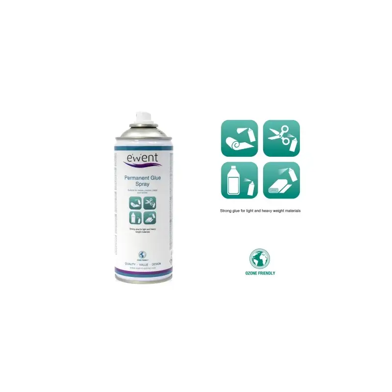 Ewent Spray de Pegamento Permanente - Secado Rapido - 395gr - Color Transparente | Ahorro Imprimiendo