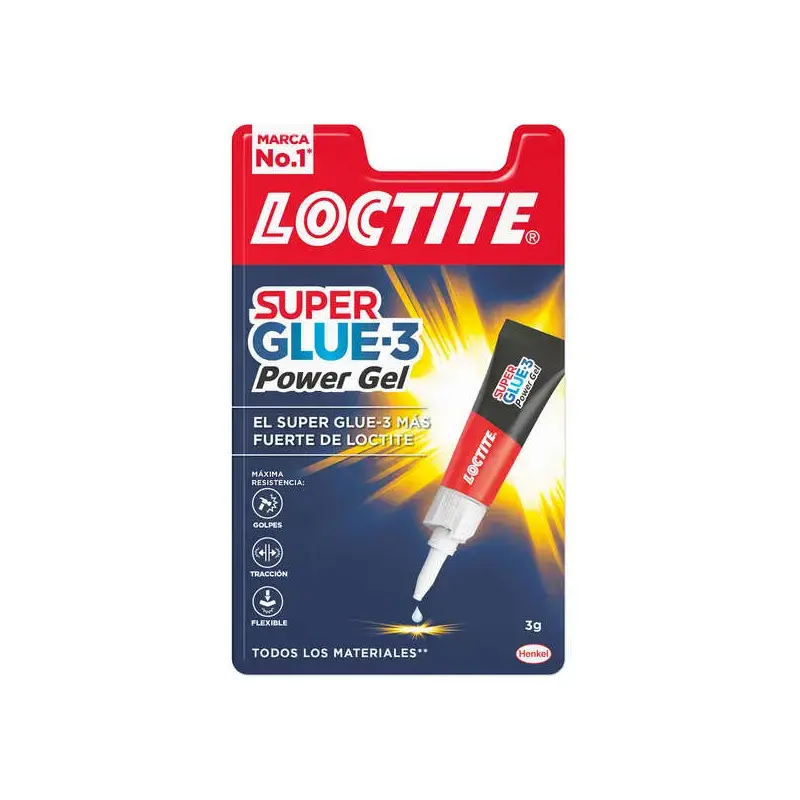 Loctite Superglue-3 Power Gel 3gr - Adhesivo Instantaneo Flexible y Extrafuerte - Formula en Gel Enriquecida con Particulas de C