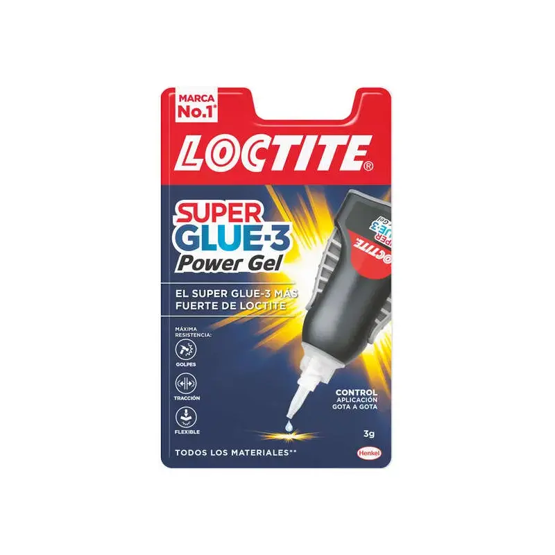 Loctite Superglue-3 Control Power Gel 3gr - Adhesivo Instantaneo Flexible y Extrafuerte - Resistente a Golpes. Torsiones y Vibra
