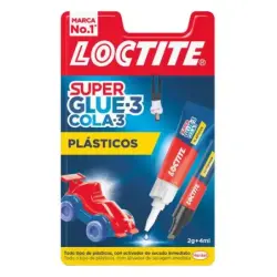 Loctite Superglue-3 Plasticos Dificiles Pegamento 2gr + Activador 4ml - Pegamento Transparente y Liquido - Formulado para Plasti