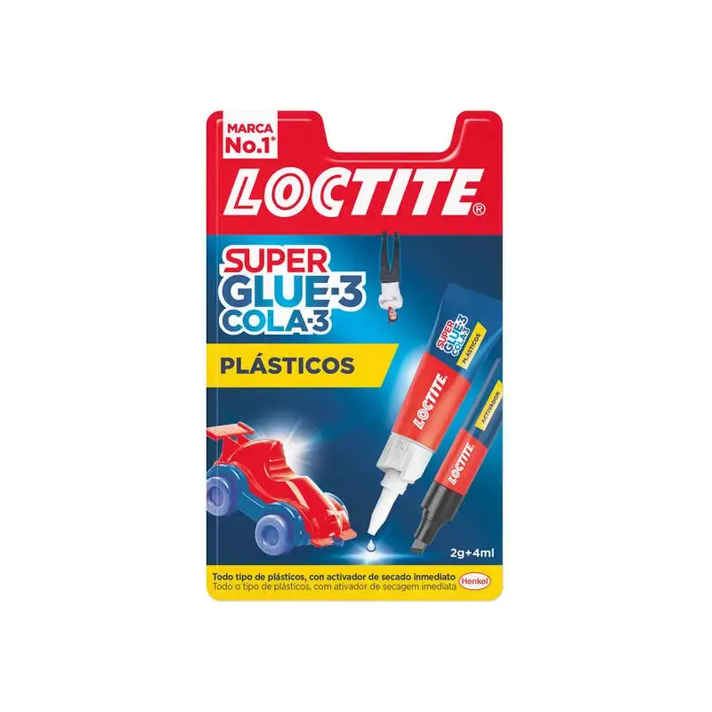 Loctite Superglue-3 Plasticos Dificiles Pegamento 2gr + Activador 4ml - Pegamento Transparente y Liquido - Formulado para Plasti