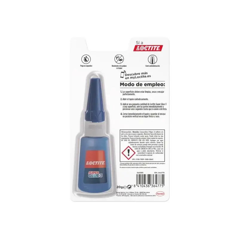 Loctite Superglue-3 XXL 20gr - Adhesivo Universal Instantaneo - Transparente y Secado Rapido - Resistente al Agua y Temperaturas