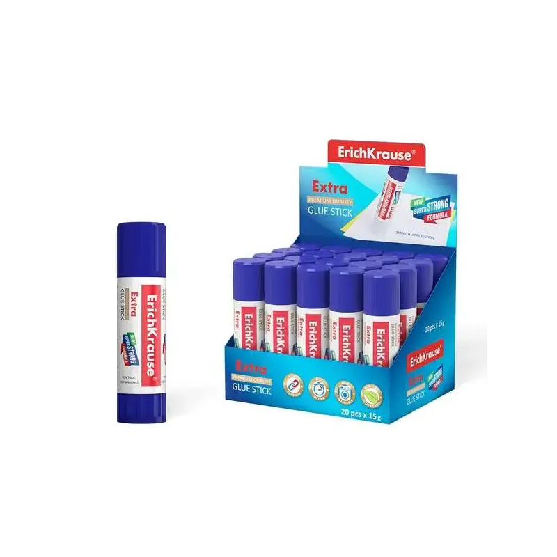 Erichkrause Pegamento en Barra Extra 15gr - Formula Super Fuerte - Consumo Economico - Adhesion Rapida y Fiable - Facil de Lavar